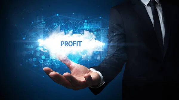 Hand Businessman Holding Profit Iscrizione Concetto Business Successo — Foto Stock
