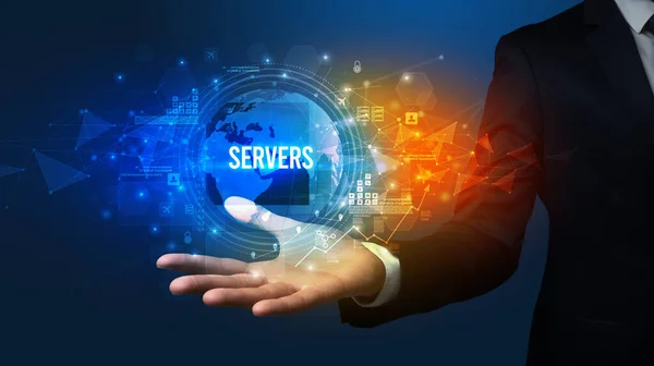 Elégante Inscription Servers Concept Technologie Numérique — Photo