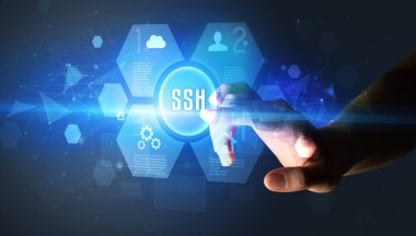 Elle dokunmak Yeni teknoloji konsepti