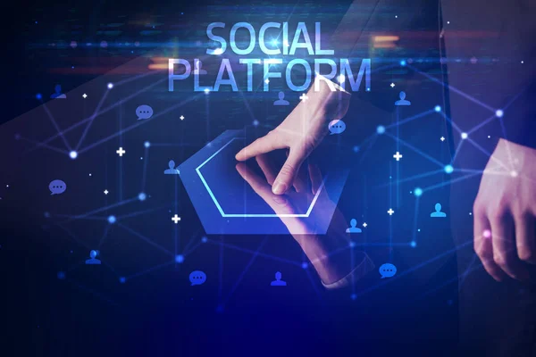 Πλοήγηση Κοινωνικής Δικτύωσης Την Επιγραφή Κοινωνικη Πλατφορμα Νέα Έννοια Των — Φωτογραφία Αρχείου
