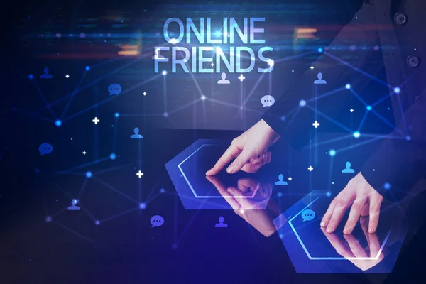 Navigazione Social Network Con Iscrizione Online Friends Nuovo Concetto Media — Foto Stock