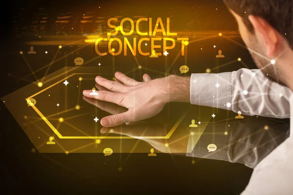 Navigeer Door Sociale Netwerken Met Sociale Concept Inscriptie Nieuw Media — Stockfoto