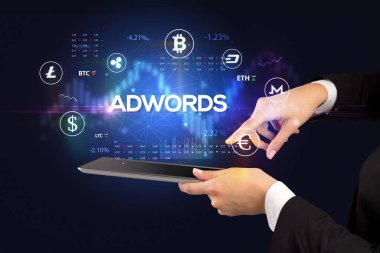 ADWorDS yazıtları ve iş fırsatı kavramına sahip bir dokunmatik ekran kapat