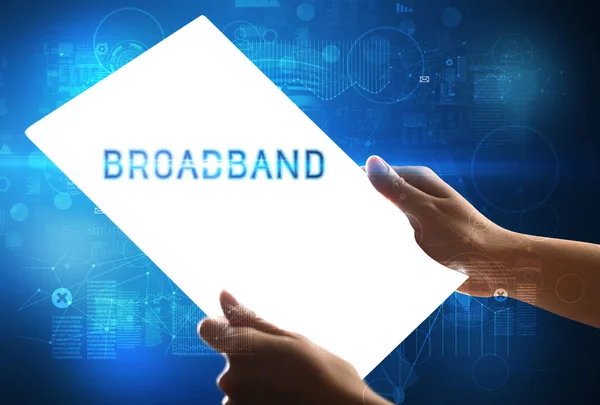Tablica Napisem Broadband Nowa Koncepcja Technologii — Zdjęcie stockowe