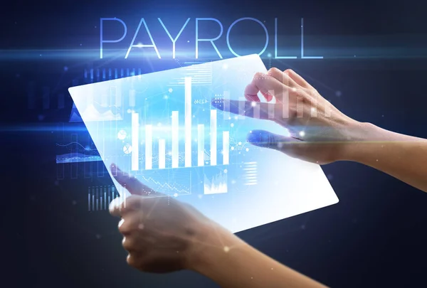 Tavoletta Futuristica Con Iscrizione Payroll Sopra Concetto Business Moderno — Foto Stock