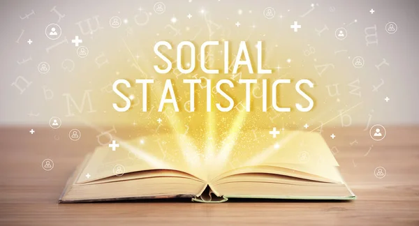 Sosyal Statistics Yazıtları Sosyal Medya Konsepti Içeren Kitabı — Stok fotoğraf