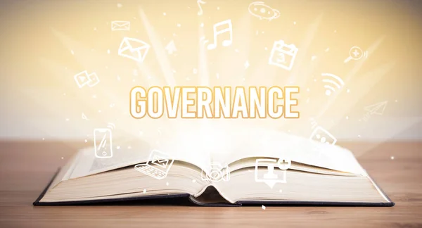 Livro Opeen Com Inscrição Governance Conceito Negócio — Fotografia de Stock