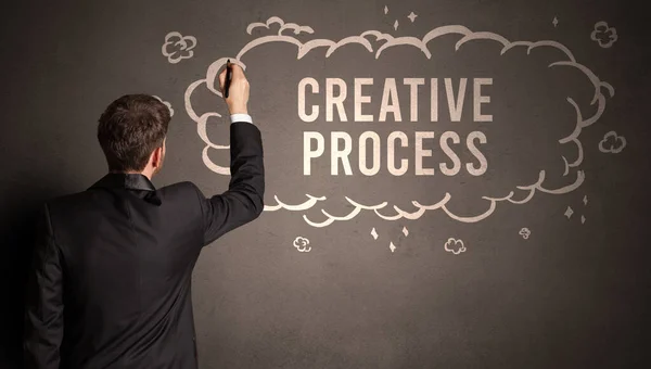 Businessman Drawing Cloud Creative Process Inscription Modern Business Concept — Stock Photo, Image