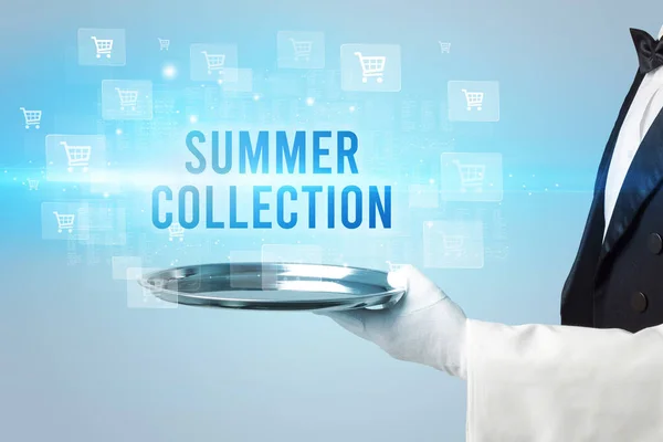 Ober Serveert Summer Collection Inscriptie Online Shopping Concept — Stockfoto