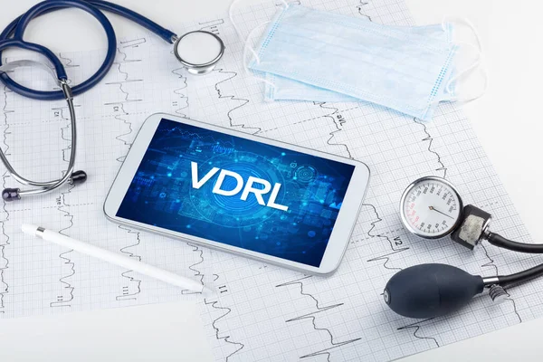 Close View Tablet Vdrl Abbreviation Medical Concept — Stock Photo, Image