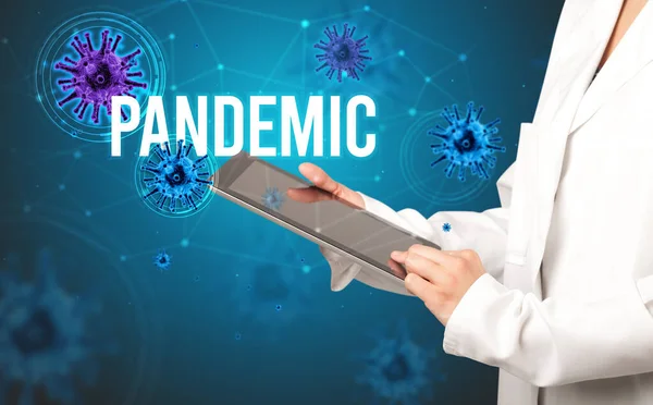 Lékař Předepíše Předpis Nápisem Pandemic Pandemický Koncept — Stock fotografie