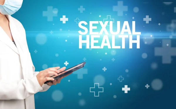 Doctor Writes Notes Clipboard Sexual Health Inscription First Aid Concept — Stock Photo, Image
