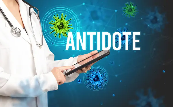 Doctor Prescribes Prescription Antidote Inscription Pandemic Concept — Stock Photo, Image