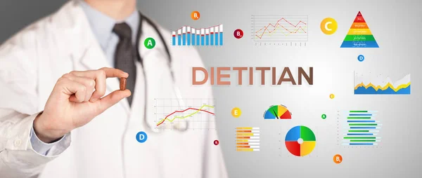 Nutritionist Giving You Pill Dietitian Inscription Healthy Lifestyle Concept — Stock Photo, Image