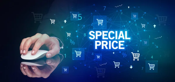 Obsługa Bezprzewodowych Urządzeń Peryferyjnych Napisem Specjalny Cena Koncepcja Zakupów Online — Zdjęcie stockowe