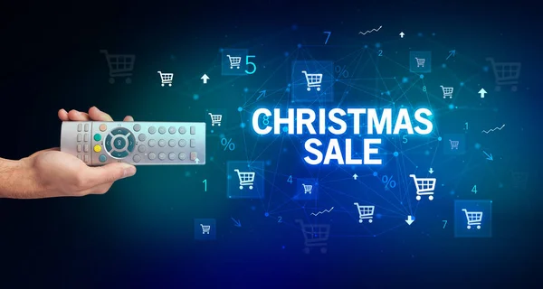 Noel Satışı Yazıtları Online Alışveriş Konseptiyle Ele Tutuşmak — Stok fotoğraf