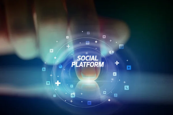 미디어 아이콘과 Social Platform 태블릿 — 스톡 사진