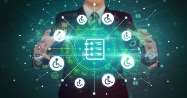 Elde tutulan zarif tıbbi rekor ikonu, sağlık hizmeti konsepti