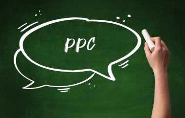 El çizimi PPC kısaltması ve tahtada beyaz tebeşir