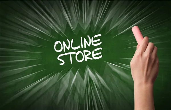 Kézrajz Online Store Felirat Fehér Krétával Táblán Online Vásárlási Koncepció — Stock Fotó