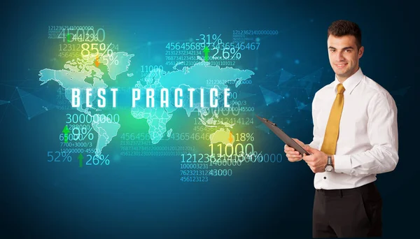 Businessman Front Decision Best Practice Inscription Business Concept — Stock Photo, Image