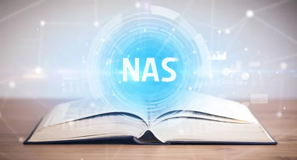 Open Book Nas Abbreviation Modern Technology Concept — Stock Photo, Image