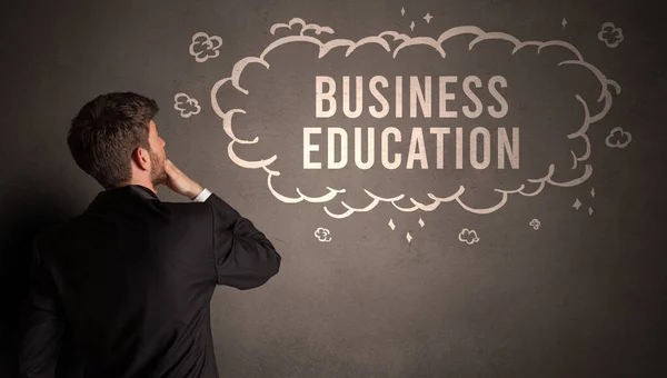 Бізнесмен Малює Хмару Написом Business Education Всередині Сучасна Бізнес Концепція — стокове фото