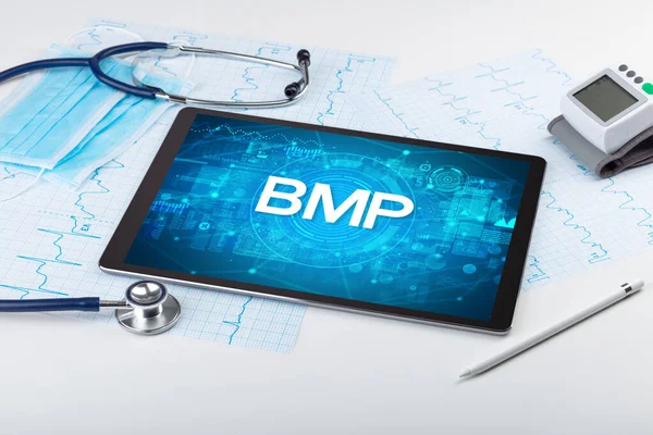Vista Cerca Una Tableta Con Abreviatura Bmp Concepto Médico —  Fotos de Stock