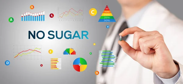 Nutritionist Giving You Pill Sugar Inscription Healthy Lifestyle Concept — Stock Photo, Image
