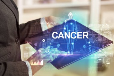 CANCER yazıtlı elektronik tıbbi kayıt, tıbbi teknoloji konsepti