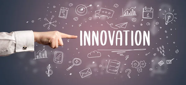 Gros Plan Sur Inscription Innovation Concept Solution Entreprise Moderne — Photo