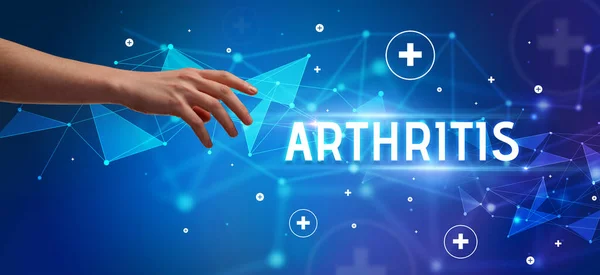 Arthritis碑文 医療の概念を指すクロップドハンドのクローズアップ — ストック写真
