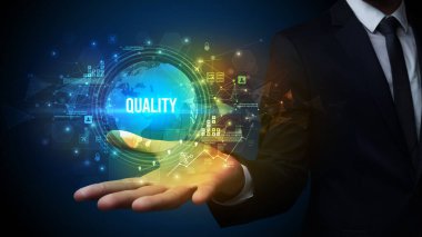 Zarif el ele tutuşma nitelik yazması, dijital teknoloji konsepti