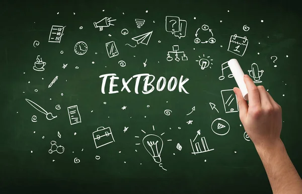 Handtekening Handboek Inscriptie Met Wit Krijt Schoolbord Onderwijsconcept — Stockfoto