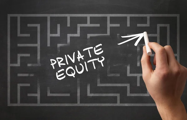 Ręcznie Rysowany Napis Private Equity Białą Kredą Tablicy Nowa Koncepcja — Zdjęcie stockowe
