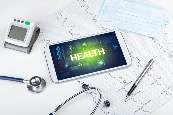 Tablet Medical Stuff Health Inscription Prevention Concept — Stock Photo, Image
