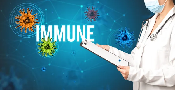Lékař Předepíše Předpis Nápisem Immune Pandemický Koncept — Stock fotografie
