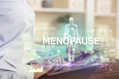 MENOPAUSE yazıtlı elektronik tıbbi kayıt, tıbbi teknoloji konsepti