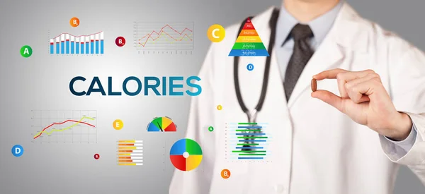 Nutritionist Giving You Pill Calories Inscription Healthy Lifestyle Concept — Stock Photo, Image