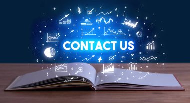 CONTACT ABD yazıtları açık bir kitaptan, iş konseptinden geliyor