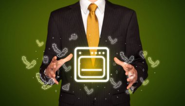 El ele tutuşma ikonu, sağlıklı yemek teslimatı konsepti.