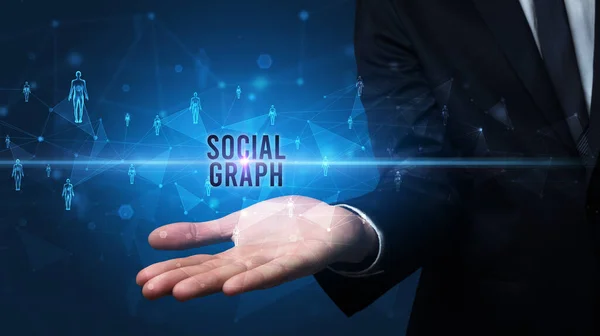 Елегантна Рука Тримає Напис Social Graph Концепція Соціальних Мереж — стокове фото