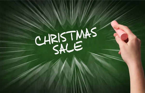 Ručně Kreslený Nápis Christmas Prodej Bílou Křídou Tabuli Koncept Online — Stock fotografie