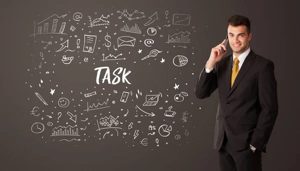 Taskの碑文で考えるビジネスマン ビジネス教育の概念 — ストック写真