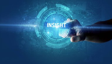 Elle kavrayış düğmesi, modern iş teknolojisi kavramı