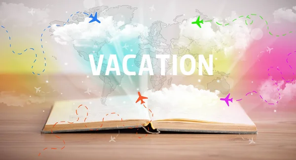 Livre Ouvert Avec Inscription Vacation Concept Vacances — Photo