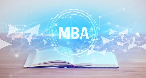 Open Book Mba Abbreviation Modern Technology Concept — Stock Photo, Image