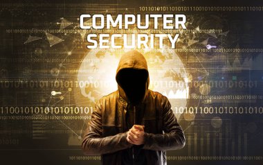 Bilgisayar Güvenliği Yazıtı, Bilgisayar Güvenliği Konsepti ile çalışan yüzsüz hacker