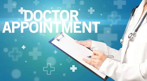 Orvos Jegyzeteket Vágólapra Doctor Appointment Felirattal Elsősegély Koncepció — Stock Fotó