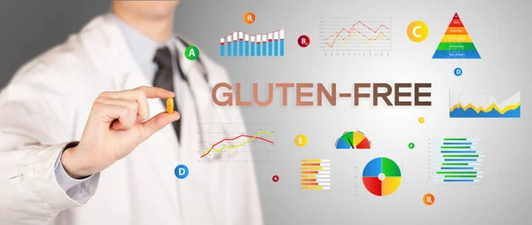 Nutritionist Giving You Pill Gluten Free Inscription Healthy Lifestyle Concept — Stock Photo, Image